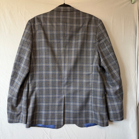 Le Chateau Mens Sports Coat Size 42 Formal Suit Jacket Grey Blue Plaid Business - Picture 8 of 11